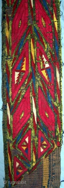 Tekke silk embroidery on cotton backing, 19th century.  3\'3\" long by 3\" wide.  Possibly used as a collar.  Please email for additional photos or for more information, and check  ...