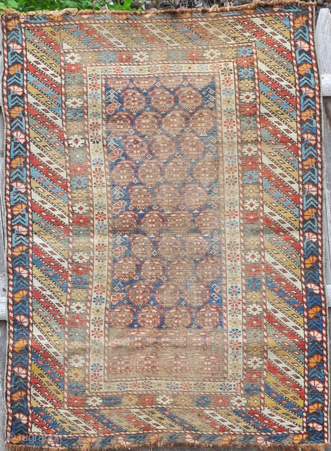 Shirvan rug, 4'6" x 3'3". Lovely natural colors, but very worn. Could also use a bath.                 