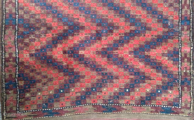 Antique Baluch small carpet. She zigs and she zags, like Jack Kerouac whose hi-school nickname was Zag, on account of his spectacular broken field running. -- Please see my earlier Baluch posts  ...