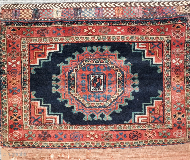 Shiraz storage bag with Salor Gul, opened up, 29 x 47 inches. Early 20th century. USD 395 including shipping              