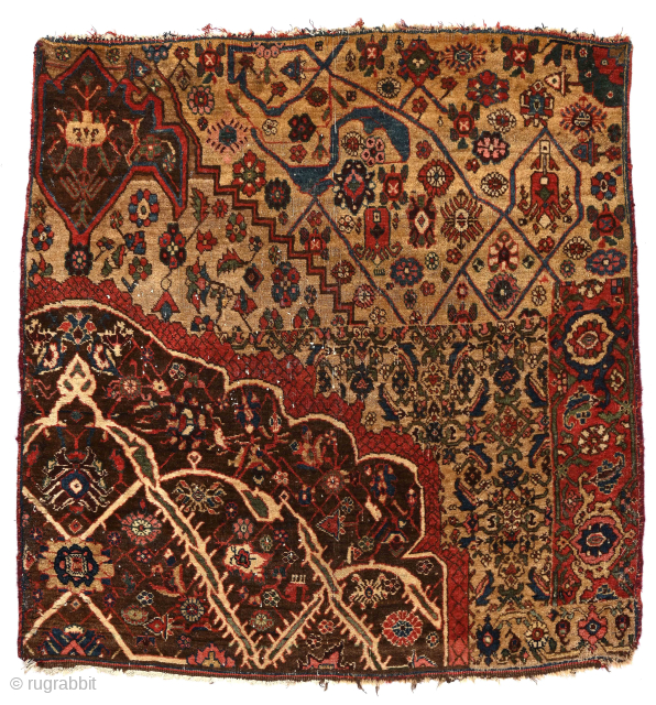 Fine 19th century square BIJAR vagireh, 46 x 48 inches. Night and Day, lavish in every way. Please inquire johnbatki@gmail.com             