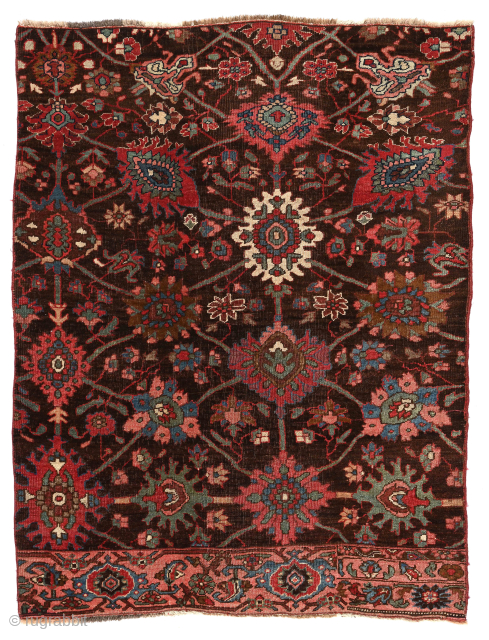 Bijar vagireh with Floral Design on Natural Brown field, 42 x 57 inches. Early 20th century, excellent condition, USD 1350.-  please email me directly at johnbatki@gmail.com      