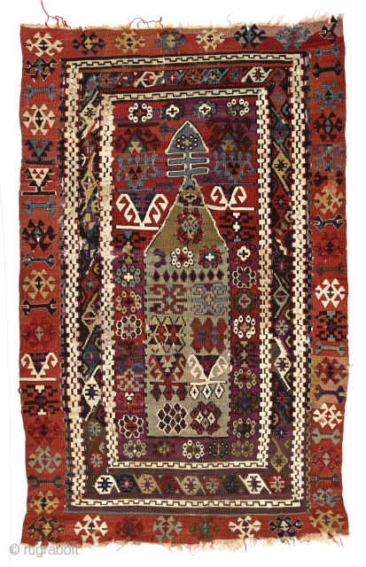 Antique Anatolian niche kilim, (PK-085) possibly Sivas region, 45 x 65 inches. johnbatki@gmail.com                    