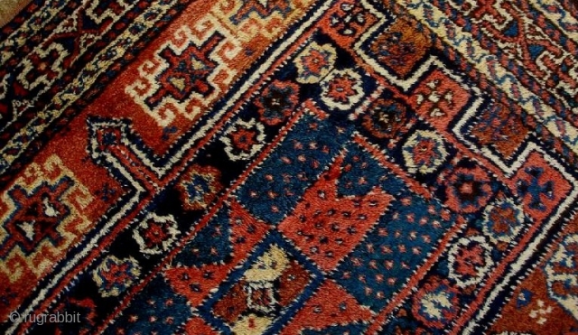 Kordi rug with two 'hawzi' mnotifs and lots of small stars. Excellent condition and natural colours, c. 1900.               