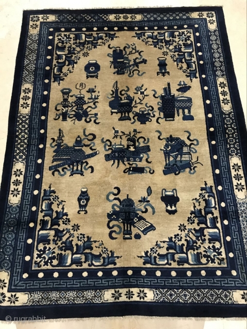 Baotao Inner Mongolia rug, 230x168cm in size, dating from the early 20th century or so, partially restored                