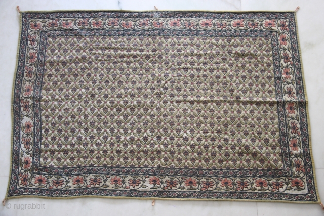 An excellent royal Mughal textile decorated with typical floral patterns all over. Thick silver strips have been used within the embroidery all over the textile.        