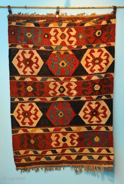 kilim kazak,epoca 1910,magnificent,185x130cm.                              