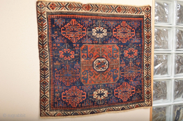 Gorgeous, Early and  Colorful Baluch Bagface with Bow and Arrow border.
size 74 x 70 cm it is as found.. but washed by hand  and secured ends. Ready to display on  ...