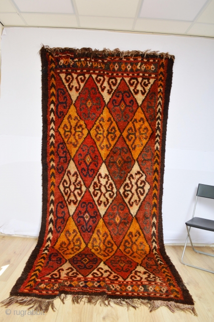 Beautiful Antique Tent Sleeping Rug  ( Julkury ) thick Glossy Wool with 
4 panels end 19th century or  circa 1900's           