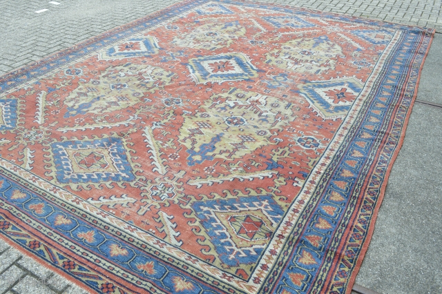 Wonderful and rare oversized West Anatolian wool on wool foundation antique rug made around 1890-1910 period 
Some spots of wear and slightly wear area due his age complete untouched condition Beautiful colours  ...