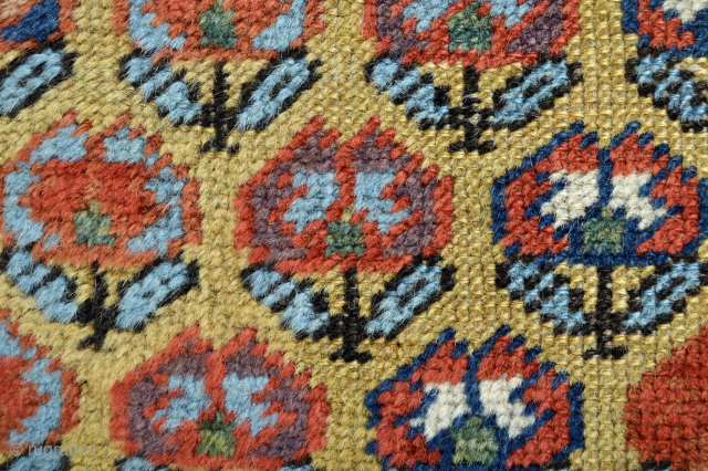 Beautiful Yellow ground Colours 1880’s or before Caucasian long rug with all natural dyes stuffs                  