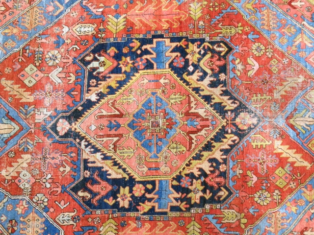 Very Colorful Heriz area Antique rug with incredible drawn.Good vegetable colors and size 400 x 285 cm .
               