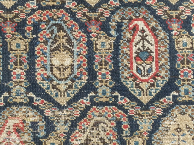 Beautyfull Antique Shirvan from the end of 19 th century.
Evenly low pile some places worn. but still good for decoration.
The colors are 100% natural dyed. Good Drawning and colors.
Size 143 x 99  ...