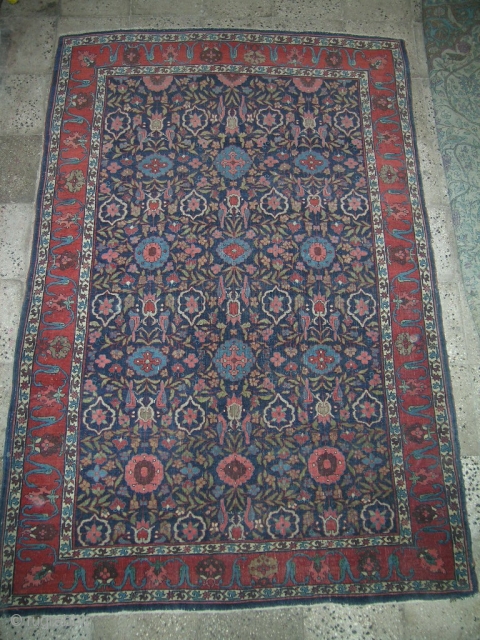 North West Of Persia
Bidjar Area Halvaii Villag
wool on cotton base all most in mint condition.
size at 218cmx145cm,circa 1900.
all natural colors & need washing service.         