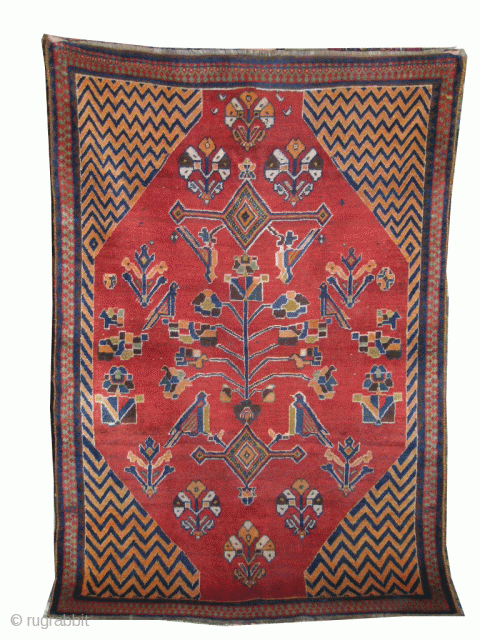 Persian High Quality Gabeh 
Central of Persia origin at Ghashghai area Shekarloo tribal.
 soft full pile in mint condition,Shiny and light wieght condition,all antural colors size:175cmx125cm,circa 1920      