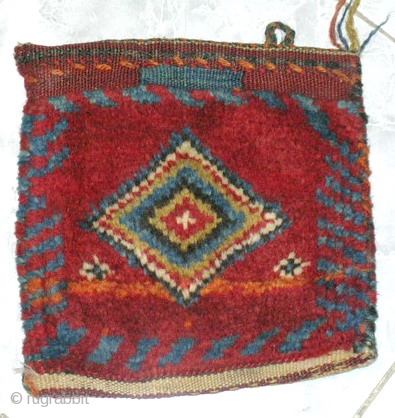 South of Persia origin Fars area lori ghashghai tribal small Gabeh kind Bag,full pile in all wool at mint condition,all natural colors which actuall colors can get in all images,size 0.28cmx o.32cm,circa  ...