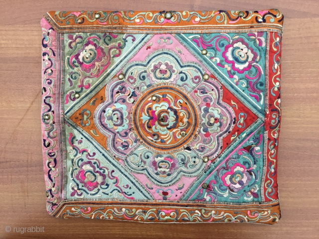 Chinese Embroidery 19th Century Size:41x36cm / 14x16 inc Made it a pillow it ,linen Backing and hidden zipper               