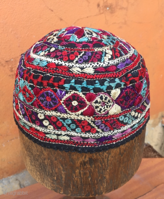 Cross stitched Hat from CentralAsia 54 cm  circumtance                        