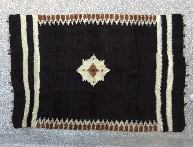 Siirt Blanket-Southeast Anatolia-early 20th century-Angora goat hair on cotton string warps-excellent condition Size:198x133cm / 6’6”x4’4”                  