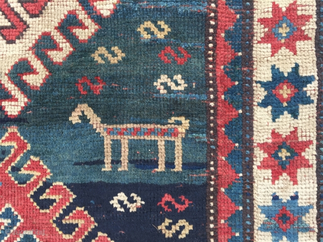 a cute little Antique Bordjalou Kazak Rug...127x69cm/                          