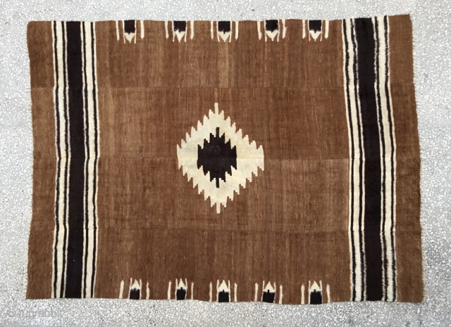 Siirt Blanket-Southeast Anatolia-early 20th century-Angora goat hair on cotton string warps-excellent condition Size:162x222cm/5’4”x7’4”                    