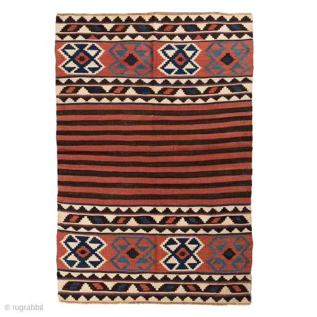 Antique Caucasian Shirvan Kilim, Circa 1880, 3’4 x 5’1 Ft.                       