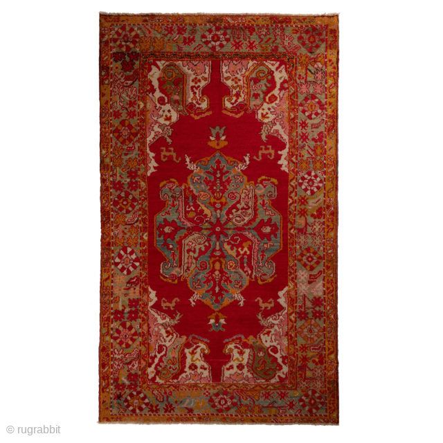 Antique Turkish Oushak Rug, Circa 1880, 4 x 6’8 Ft.                       