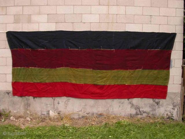 A large Malatya Kurdish Perde in four parts. 146 x 61 inches (370 x 155 cm). Goat hair with natural colors (possible exception, the orange parts of the embroidery seams) Excellent condition. 