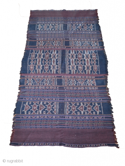 Fine Indonesian antique Ikat cloth from island of Lembata
This thick woven Ikat cloth is made with hand spun natural dyed cotton yarn 
Made from 3 panels sewn together to form a larger  ...