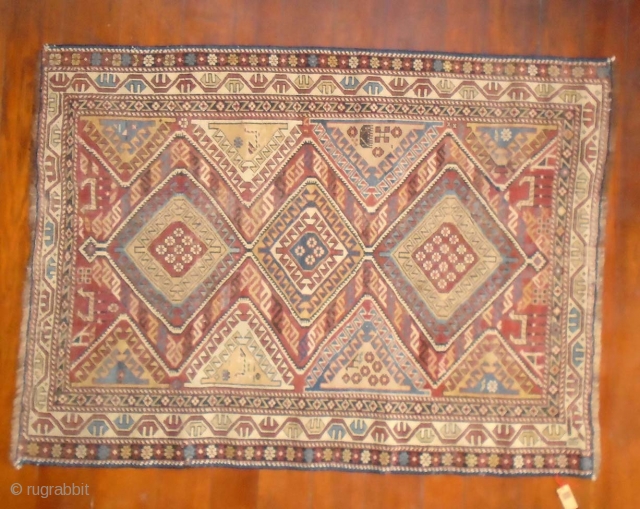 Shirvan,circa 1900,(106x145),low pile evenly worn                            