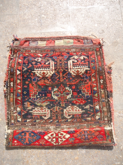 Kurd Bagface with dark green ground,great colors and very fine weave.Nice desigen and good age.Size 1'9"*1'8".E.mail for more info and pics.            