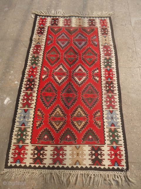 Saroky Pirot Kilim with very fine weave and beautiful design and excellent condition.All original without any repiar or work done.Size 5'9"*3'4".E.mail for more info and pics.       
