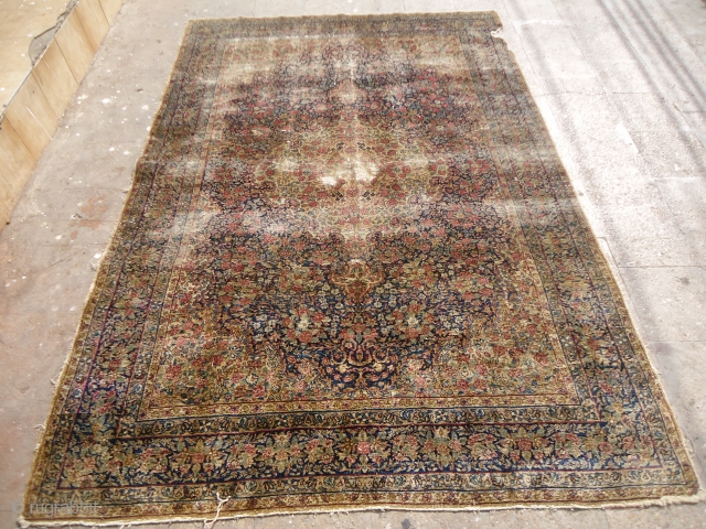 Very Early Kirman Rug,all original without any repair or work done,all natural colors.E.mail for more info and pics.               