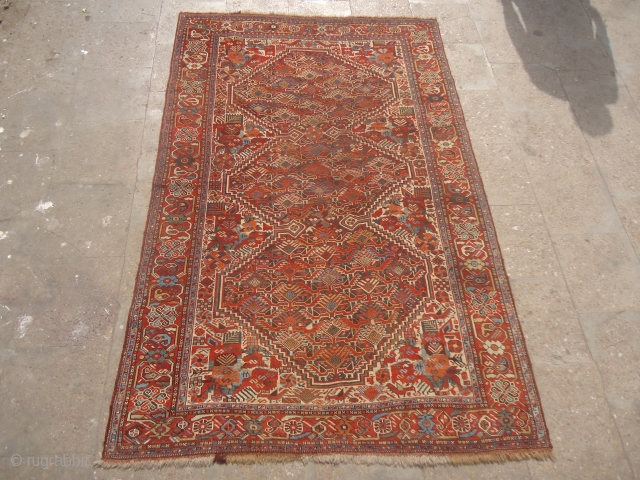 Khamseh Birds Rug with great natural colors and fine weave,good condition and beautifully drawn.Very nice pce with good age.E.mail for more info and pics.         