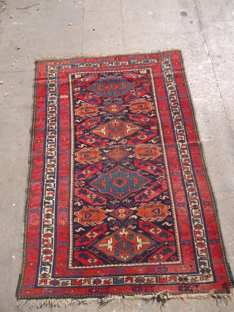 Alpan Shirvan Rug with nice colors and design,all original without any repair or  work done,fine weave.Size 4'10"*3'4".E.mail for more info and pics.          