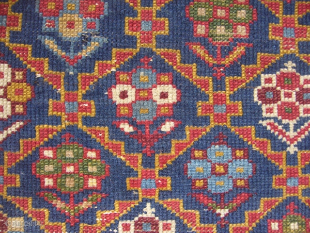 Colourfull Kuba Shirvan Rug,exceptional dyes and a very nice desigen with some motifs,good condition with some old repair done perfectly.Very fine weave.Hand washed Ready for the display.      