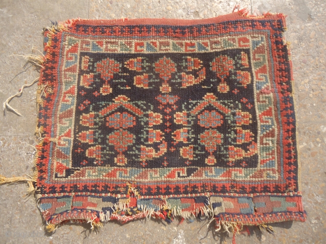 Afshar Bagface with good age and all natural colors,beautiful stripe Kilim backing,all original.Nice design.Size 1'7"*1'2".E.mail for more info and pics.             