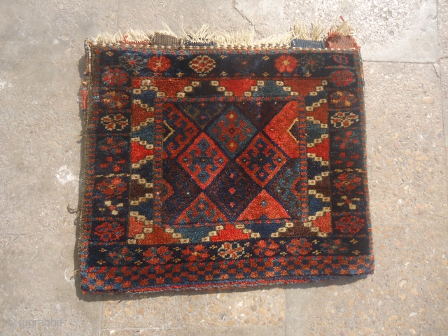 Jaf Bagface with original Kilim backing great wool and colors,excellent condition,all great natural colors.Very nice border.Size 1'8"*1'5".E.mail for more info and pics.           