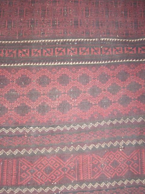 An ealy Baluch Flatweave Kilim,very supereb desigen,very fine weave good colours,Some old repairs,Size 7'1"*5'4".E.mail for more info,Please see other itmes also.            