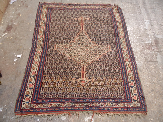 Senneh Kilim Fragment with all natural colors,fine weave and with very unusual deisgn,All over good condition,just cut from the middle and joint.E.mail for more info and pics.      