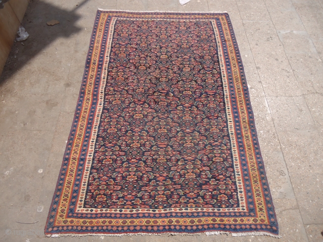 Senneh Kilim with fine and good colors,good condition and very nice design.Size 6'5"*4'3".E.mail for more info and pics.               