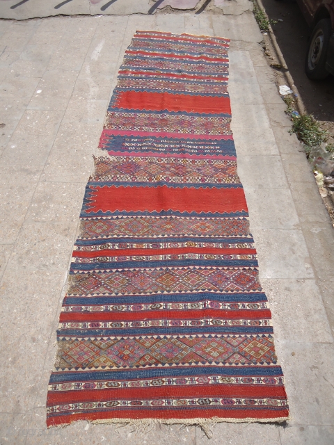 Anatolian Kilim Fragment with stunning colors and beautiful design,all natrul colors.Size 11'3"*3.E.mail for more info.                  