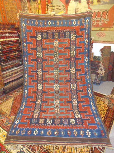 Beautiful Caucasian Kilim,with good colors excellent condition and very nice design,fine weave.Size 9*5'2".E.mail for more info.                 