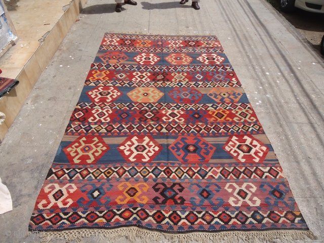 Beautiful Shirvam Kilim with good colors,design and condition.both original ends,little old repair.Very attractive pce.E.mail for more info.                