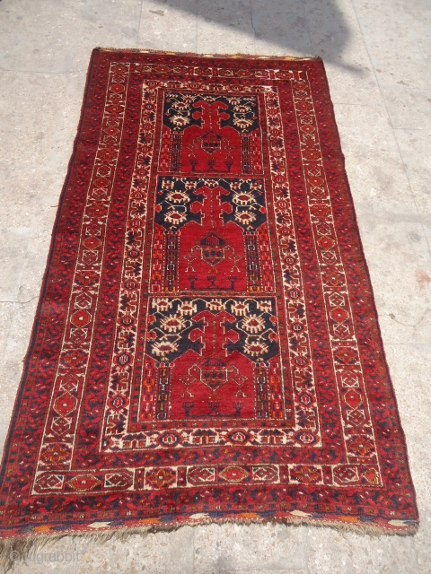 Beautiful Central Asian Rug with great colors, design,age,wool and condition.Size 6'11"*3'10".E.mail for more info.                   