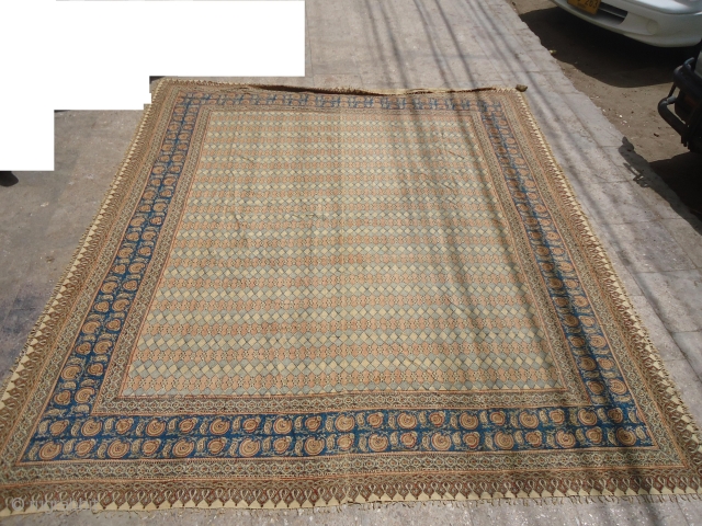 Large Kalamkari Shawl with very nice design colors and condition.Size 108*90 Inches.                     