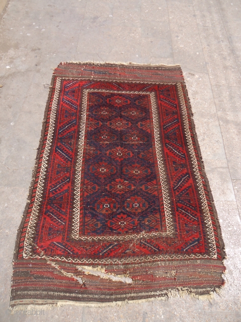 Beautiful Baluch Rug with Kilims on both sides,all natural colors and fine weave,without any repair or work done.Size 6'1"*3'9".E.mail for more info and pics.         