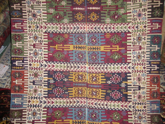 Reyhanlı Kilim, richly dyed and very finely woven,very beautiful example,excellent condition,ready for the display.Wool on wool,Size 7'3"*3'9".E.mail for more info.             