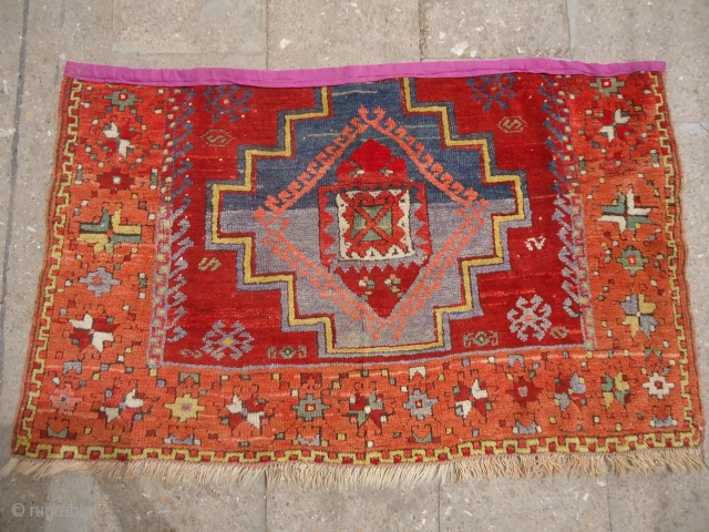 Anatolian Rug Fragment with great colors and wool,good age and design,beautiful border.Size 4*2'6".E.mail for more info and pics.               