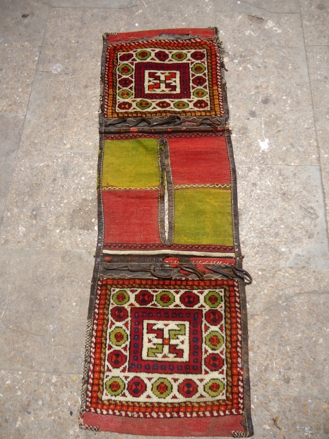 Anatolian Heybey with original stripe kilim backing,very nice design,all original without any repair or work done.E.mail for more info and pics.            